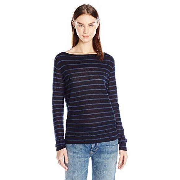 Vince Cashmere Striped Pattern Boat Neck Pullover Sweater Size XS - Picture 1 of 9